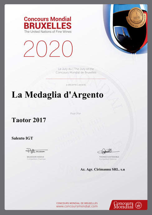 Bruxelles 2020 - TAOTOR - Medaglia d'Argento