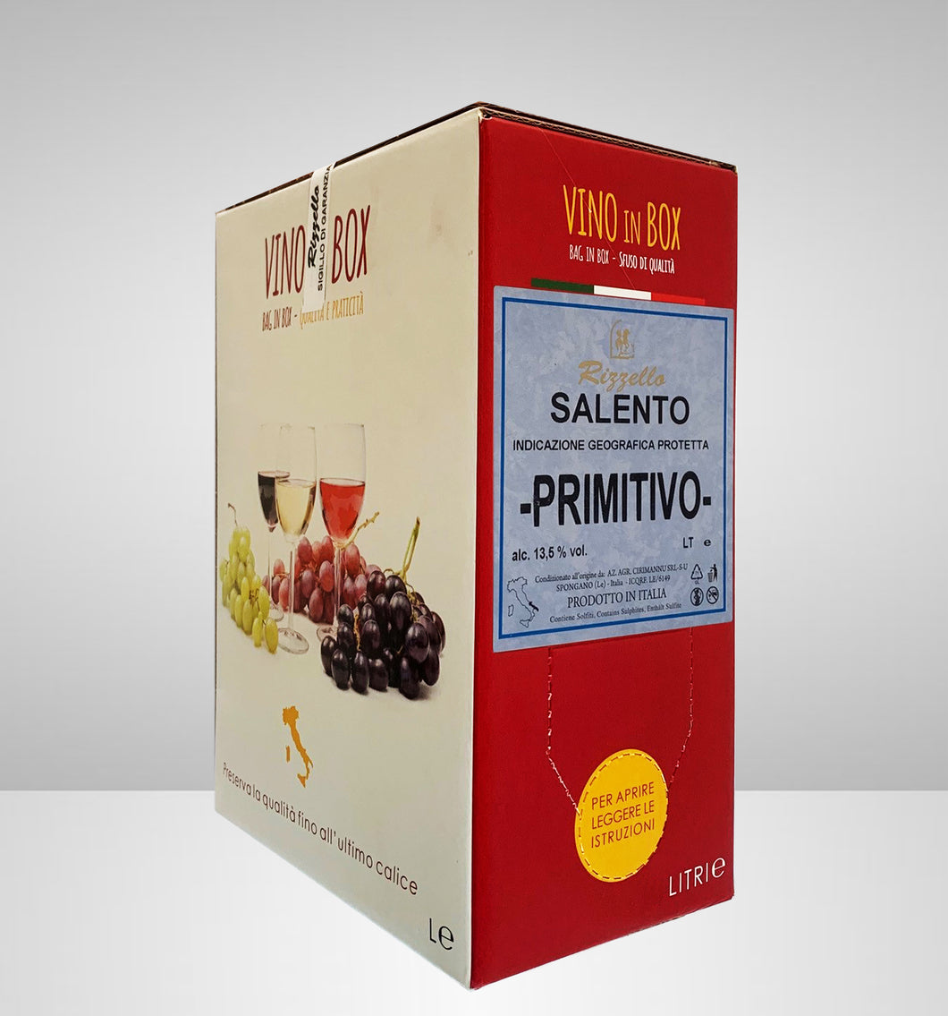 Vino in Box - Rosso Primitivo - I.G.P. Salento freeshipping - Rizzello Vini e Olio